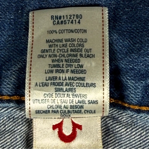 True Religion | Deer Hallow Denim Orange Stitch  Straight Leg Jeans - Picture 9 of 16